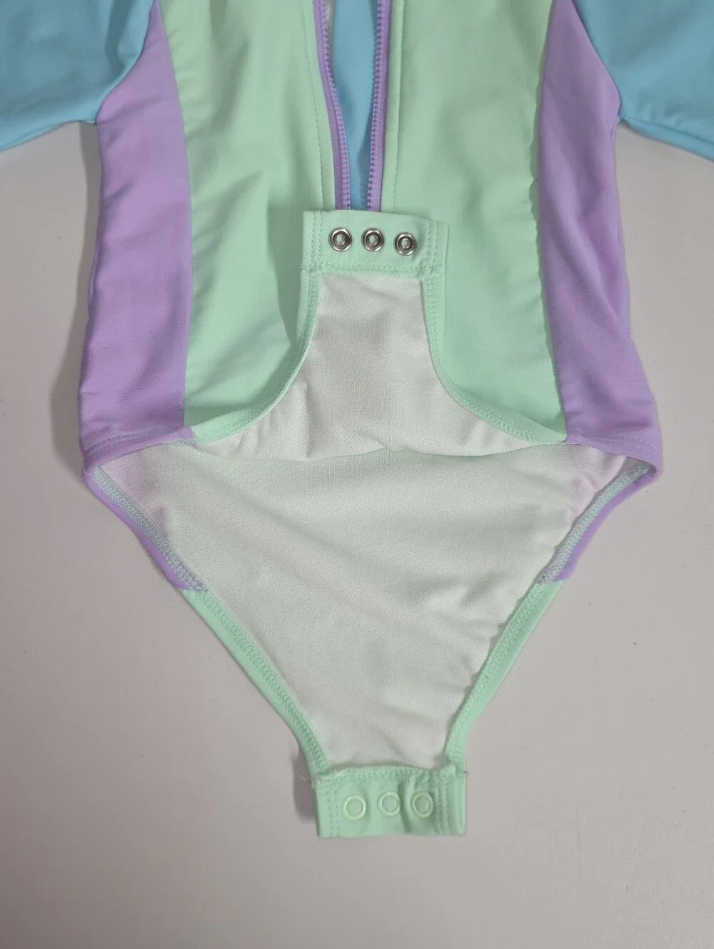 The Children's Place Pastel Mint, Lavender & Aqua Long-Sleeve One-Piece Swimsuit